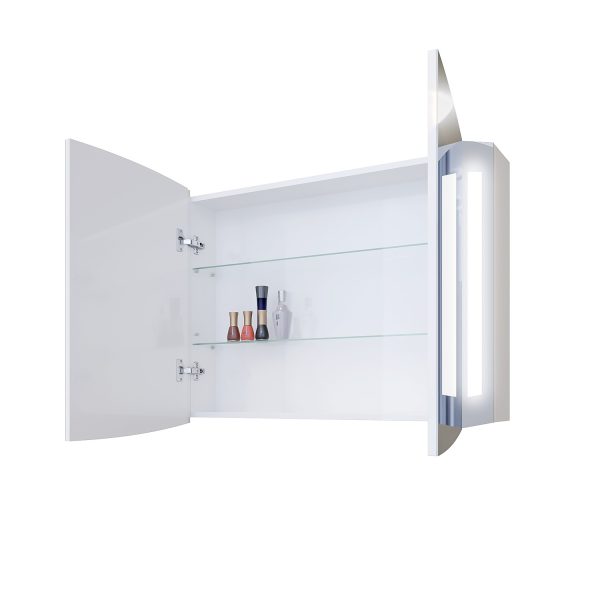 Шкаф за баня с огледало Амаро отворен