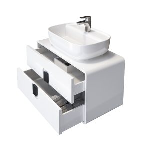 Шкаф за баня с мивка Амбосели отворен