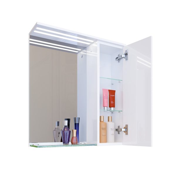 Горен шкаф за баня Корнер отворен