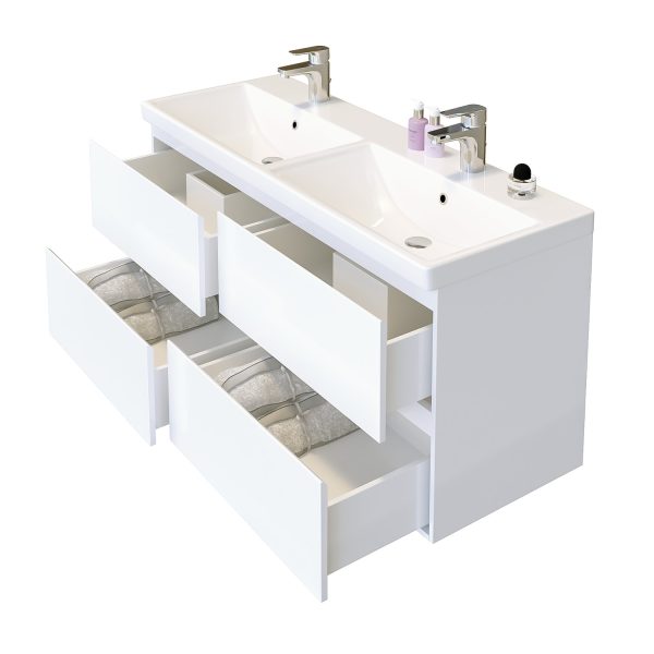 Шкаф за баня с две мивки Крюгер отворен