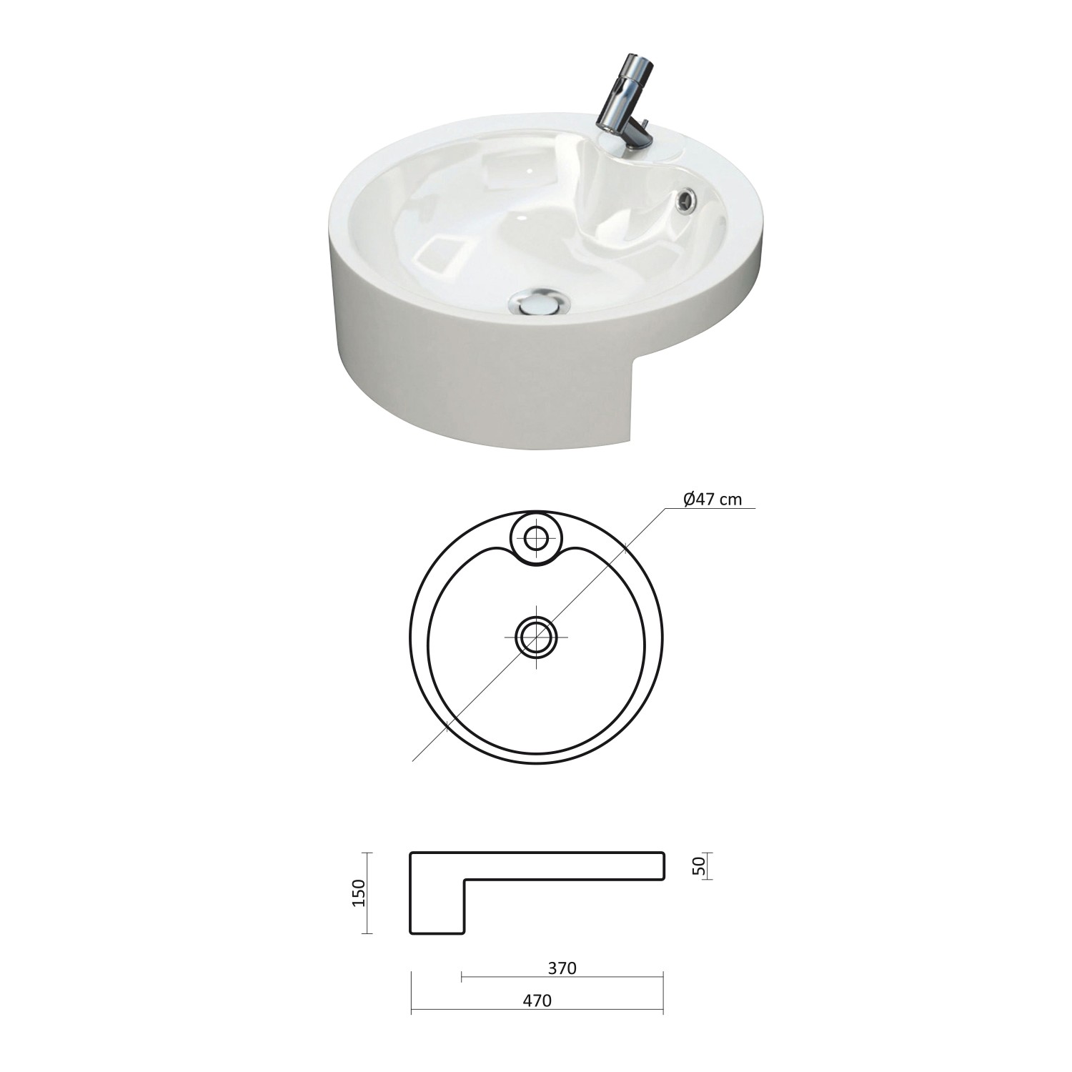Мивка размери rondo-47 Мивка размери Рондо