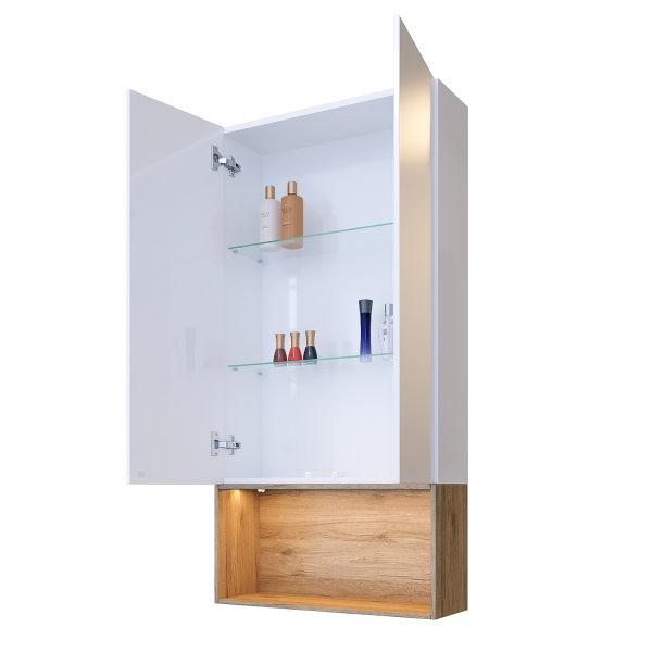 Шкаф Милде над тоалетна структура за вграждане отворен